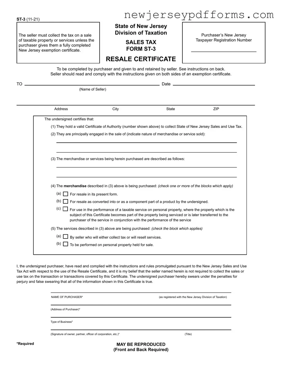 Printable St 3 New Jersey Form