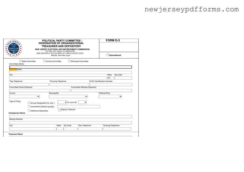 Printable New Jersey D 3 Form