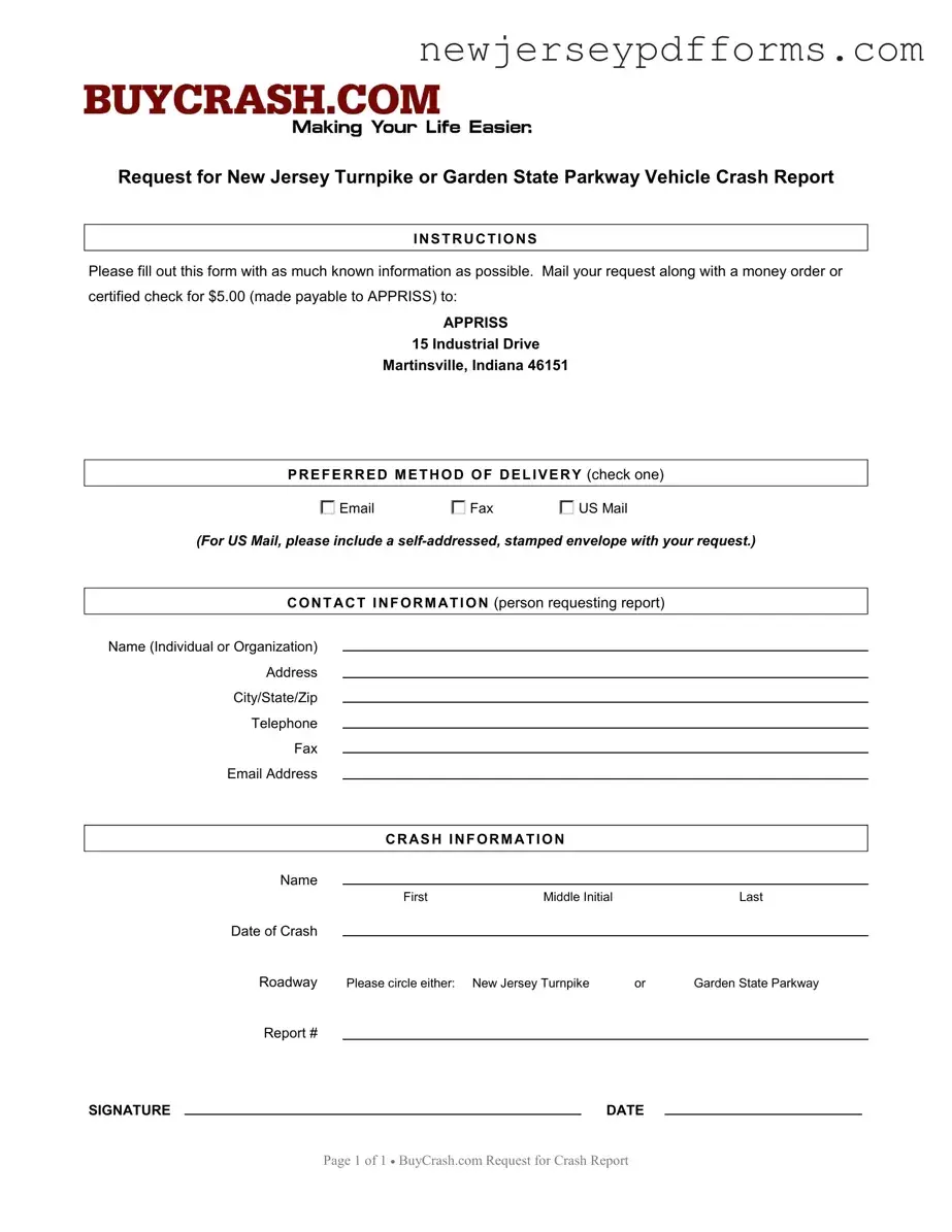 Printable New Jersey Request Report Form