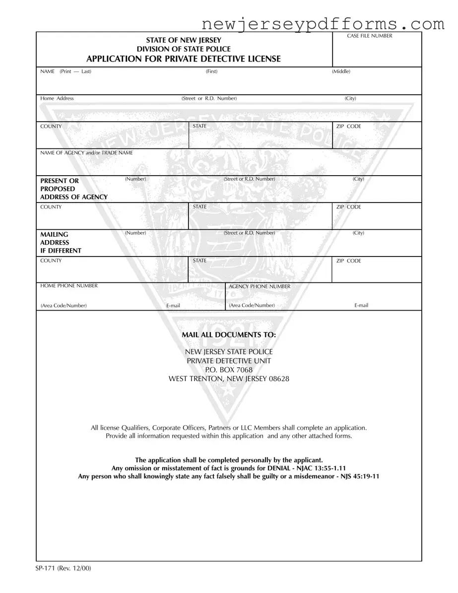 Printable New Jersey Sp 171 Form