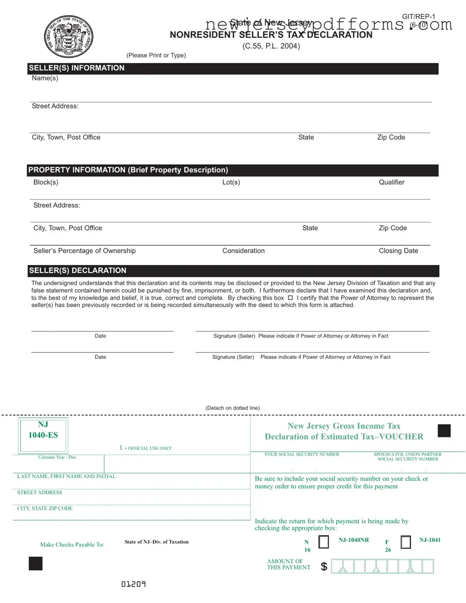 Printable Nj 1040 Es Form