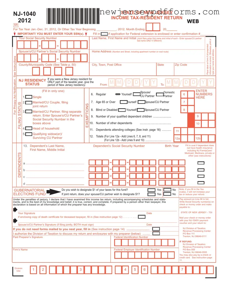 Printable Nj 1040 Form