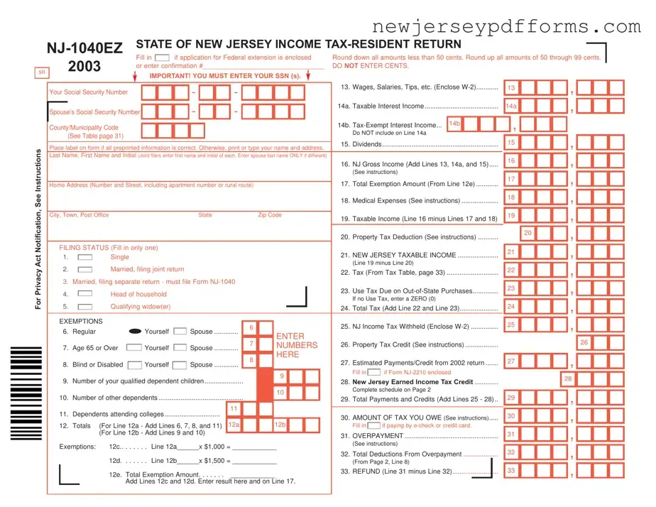 Printable Nj 1040Ez Form