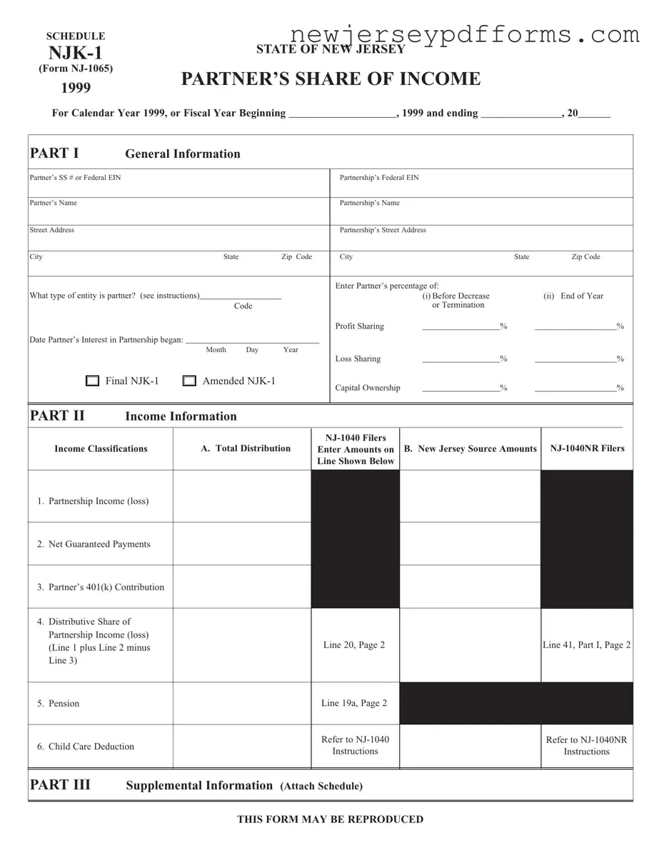 Printable Nj 1065 Schedule Njk 1 Form