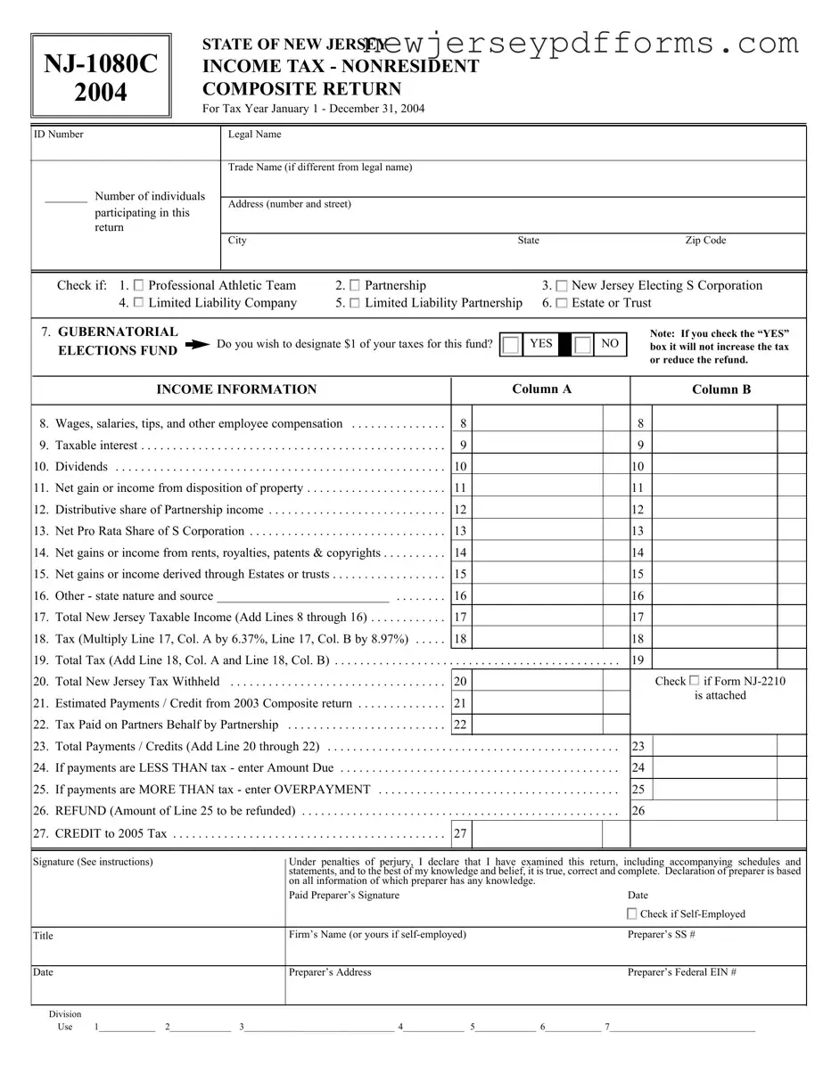 Printable Nj 1080C Form