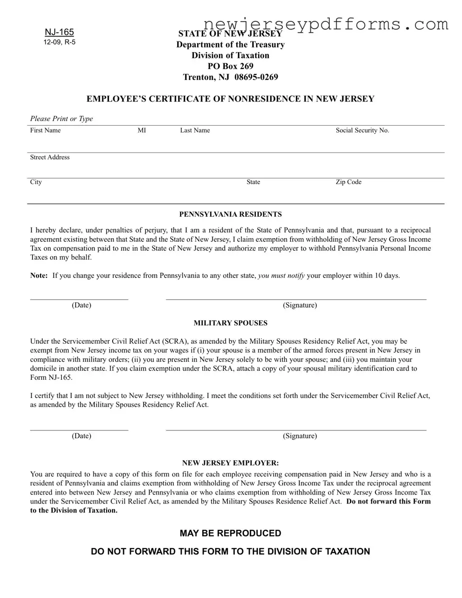 Printable Nj 165 Form