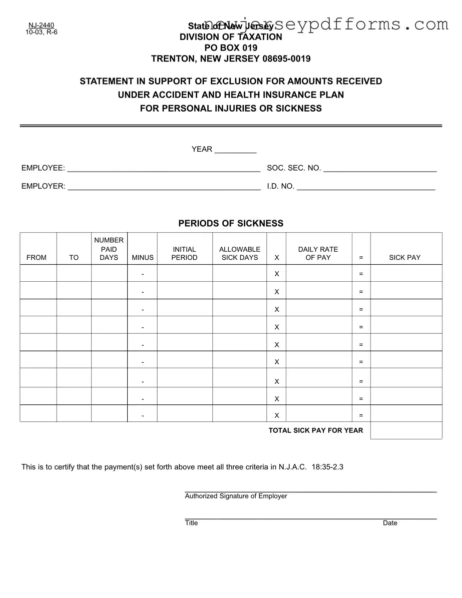 Printable Nj 2440 Form