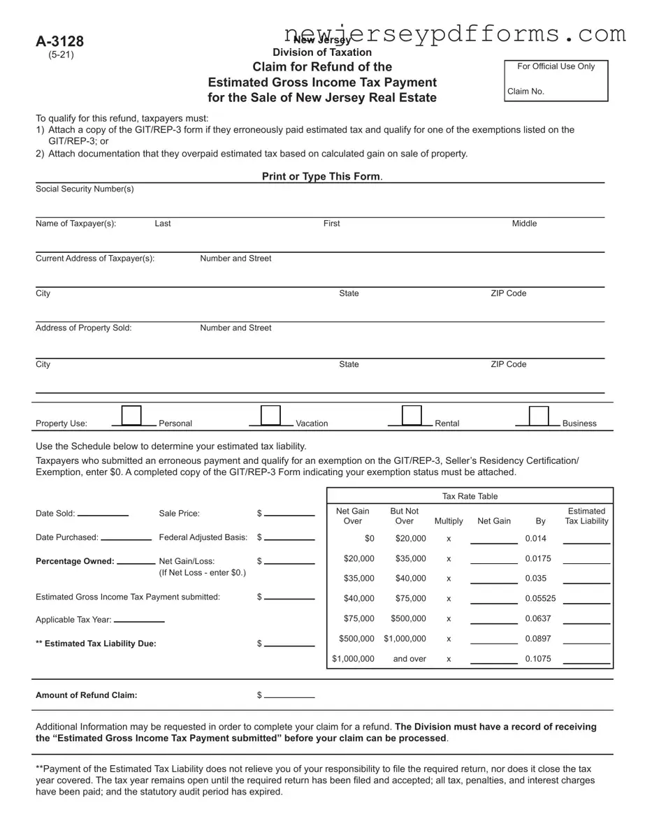 Printable Nj A 3128 Form
