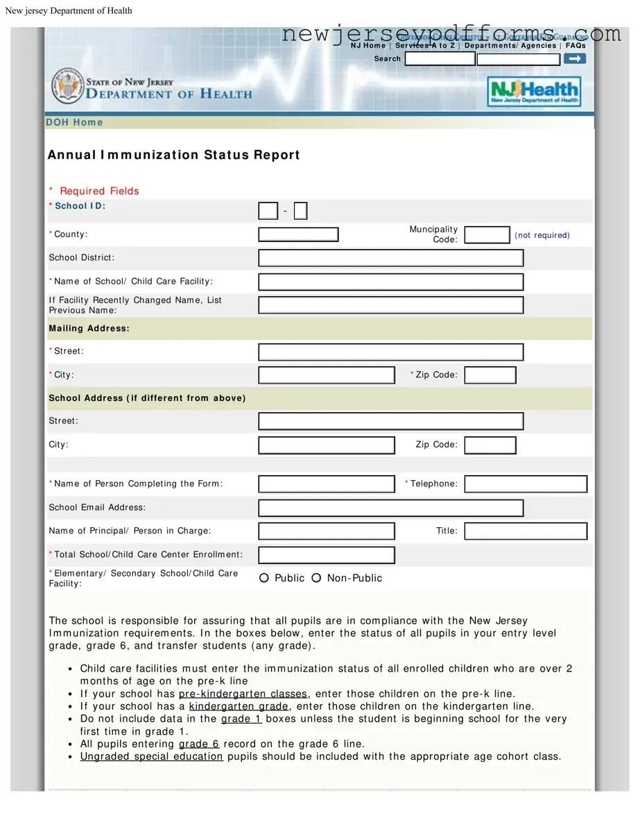 Printable Nj Annual Immunization Report Form