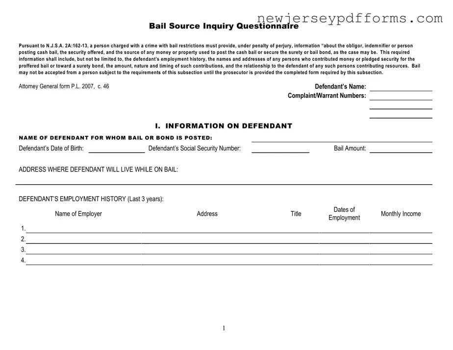 Printable Nj Bail Source Form
