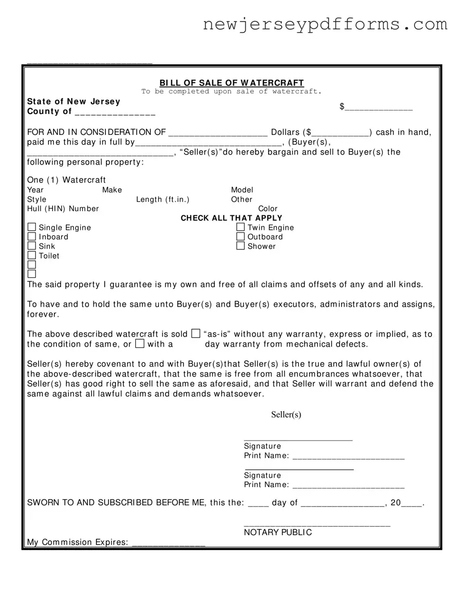 Printable Nj Boat Form