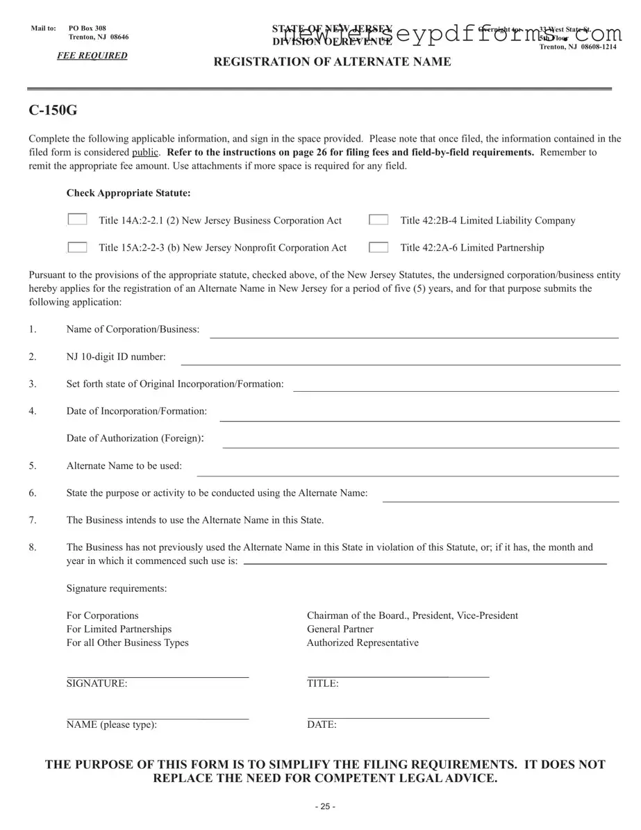 Printable Nj C 150G Form