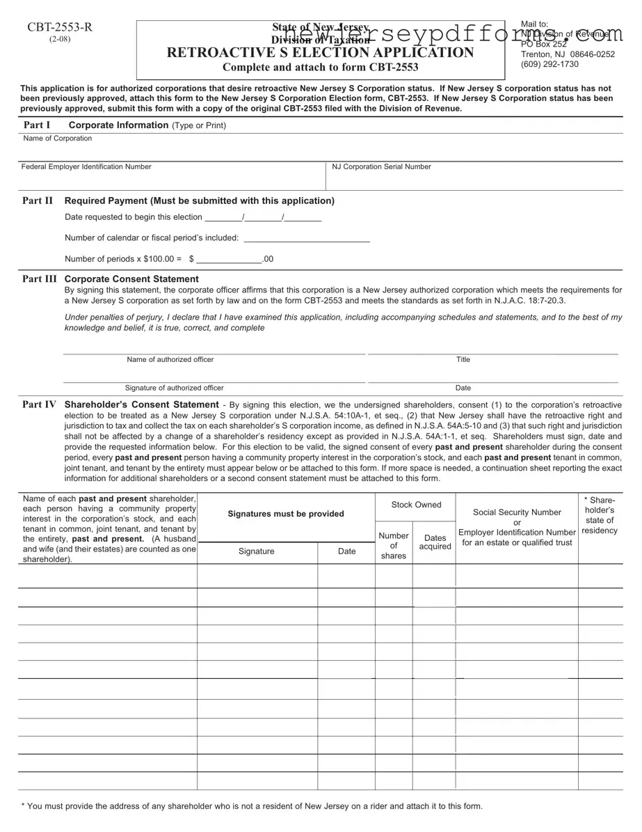 Printable Nj Cbt 2553 R Form