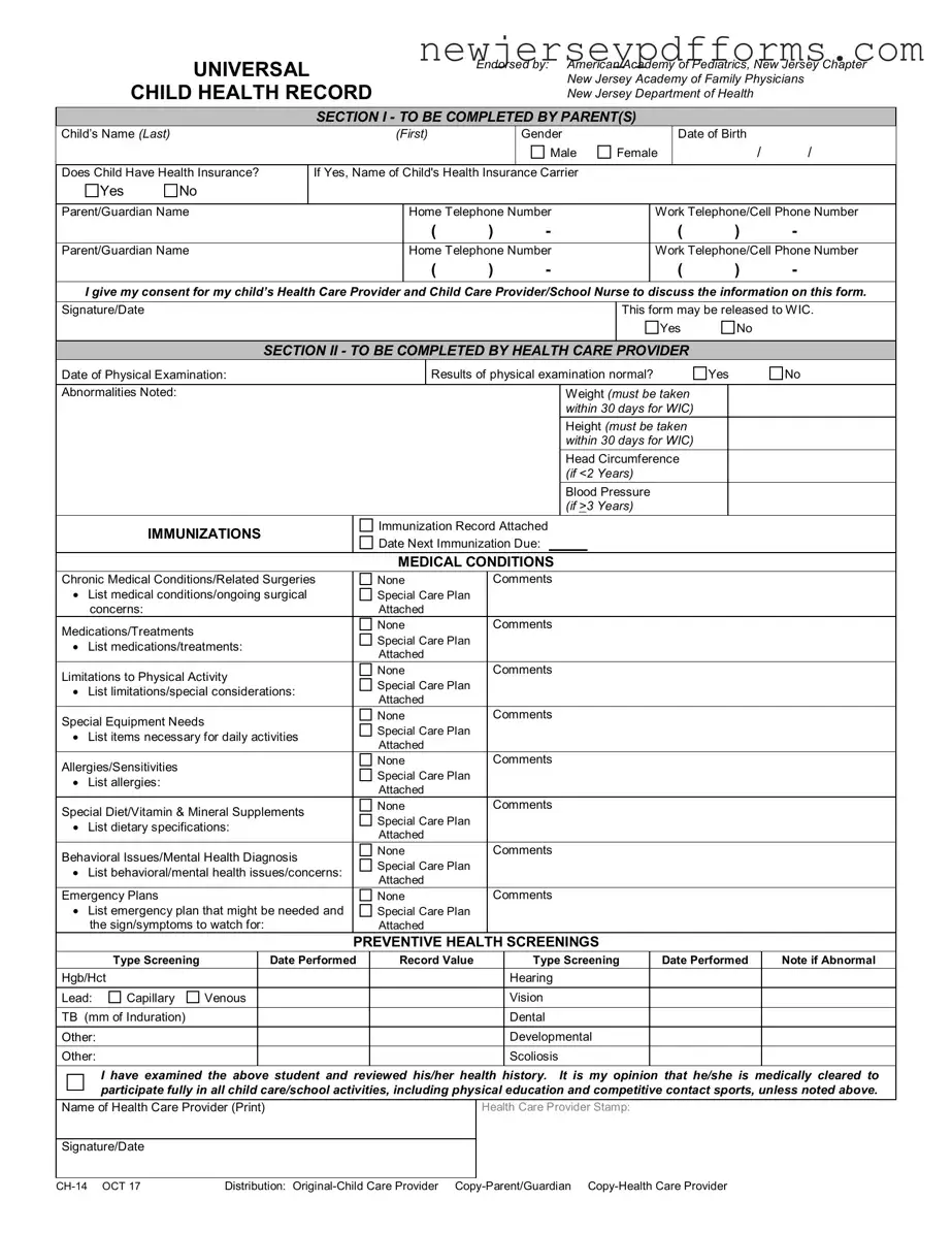 Printable Nj Child Form
