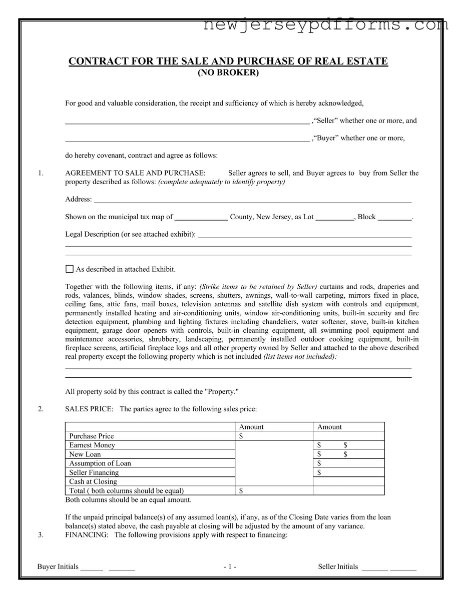 Printable Nj Contract Sale Form