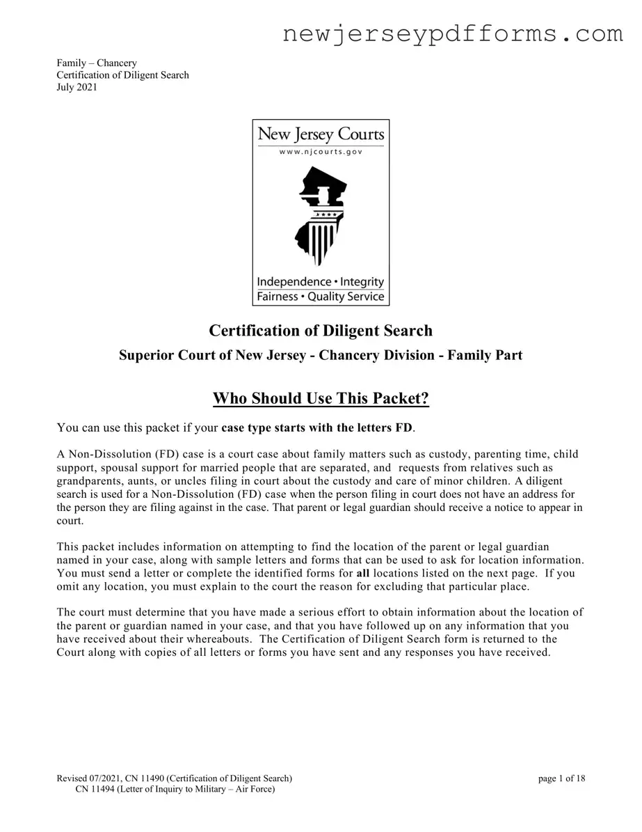 Printable Nj Diligent Form