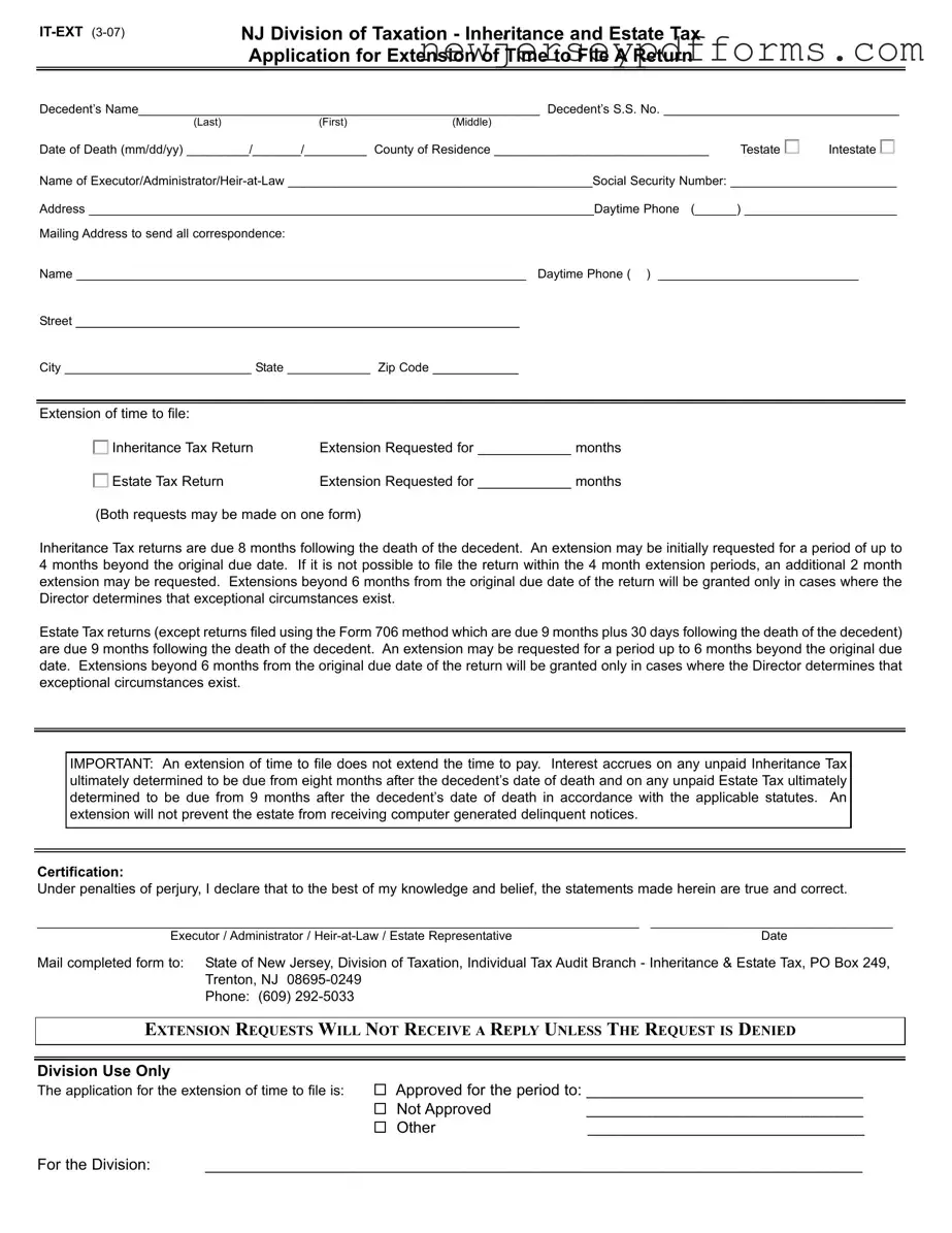 Printable Nj Estate Form