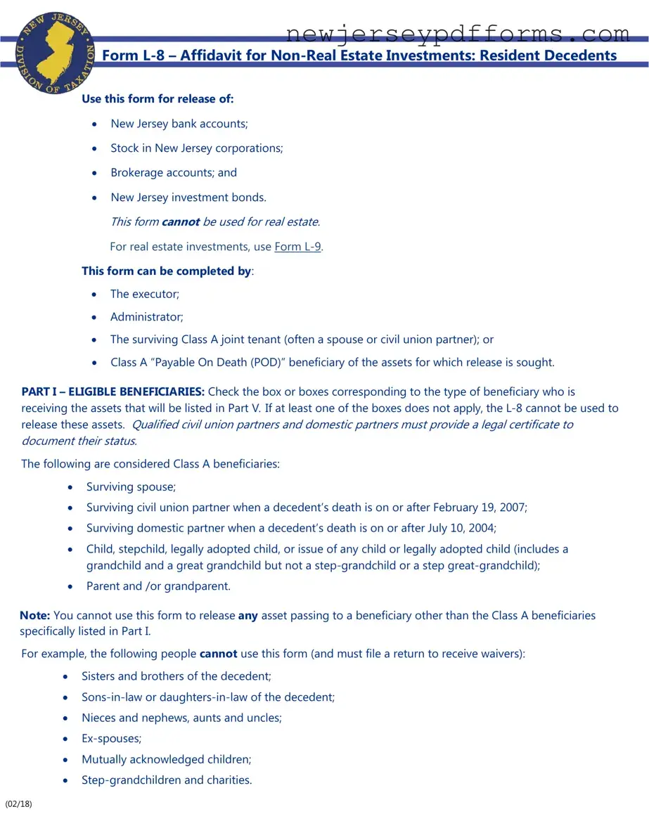 Printable Nj L 8 Form