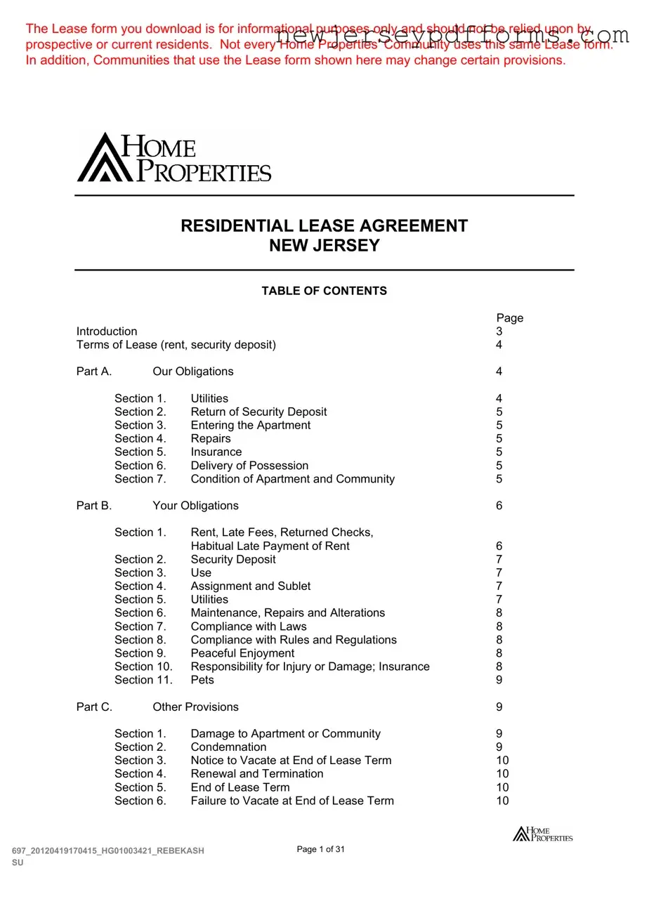 Printable Nj Residential Form