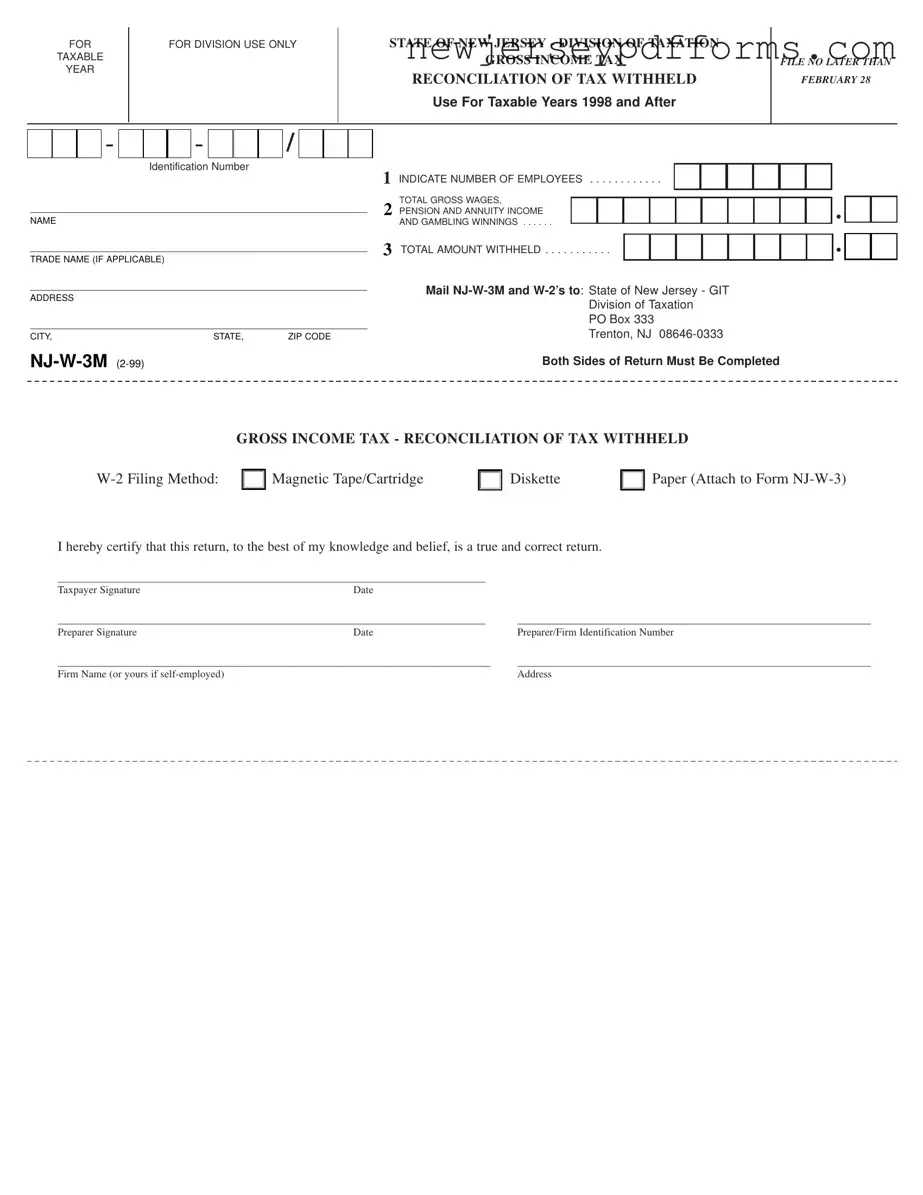 Printable Nj W 3M Form