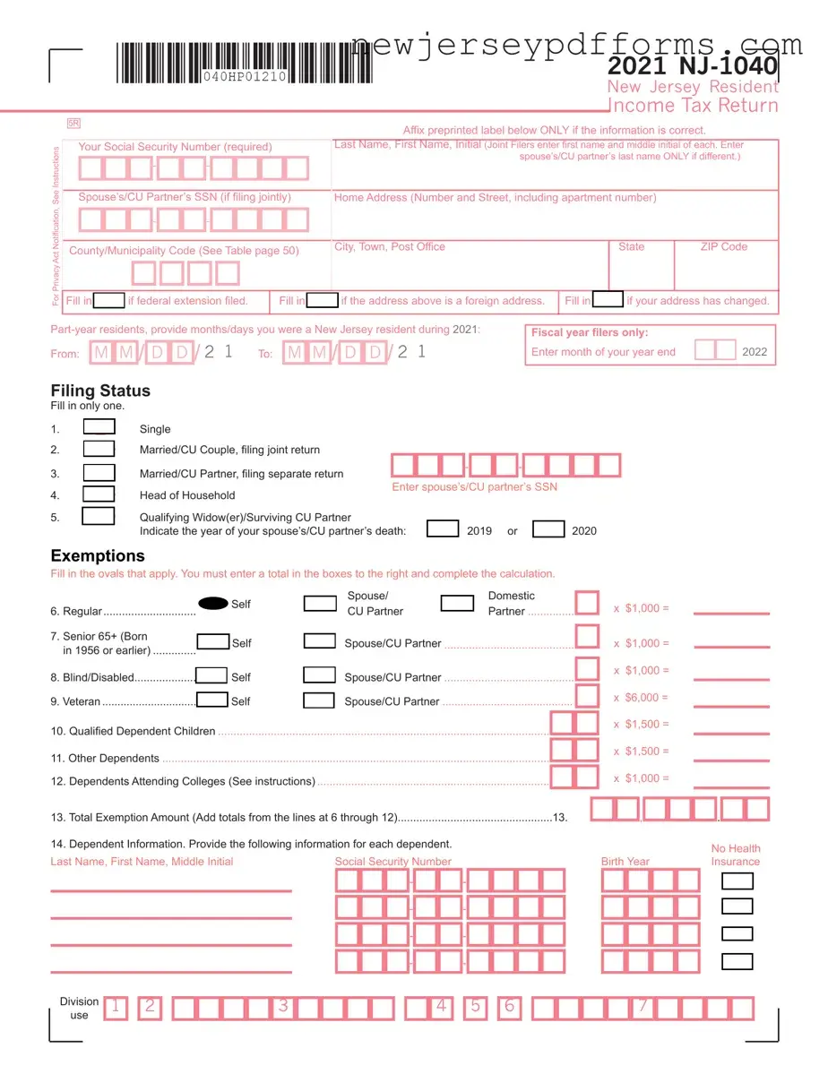 Printable Nj1040 Form