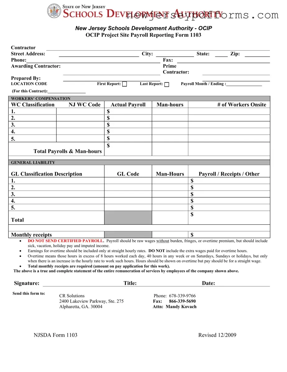 Printable Njsda 1103 Form