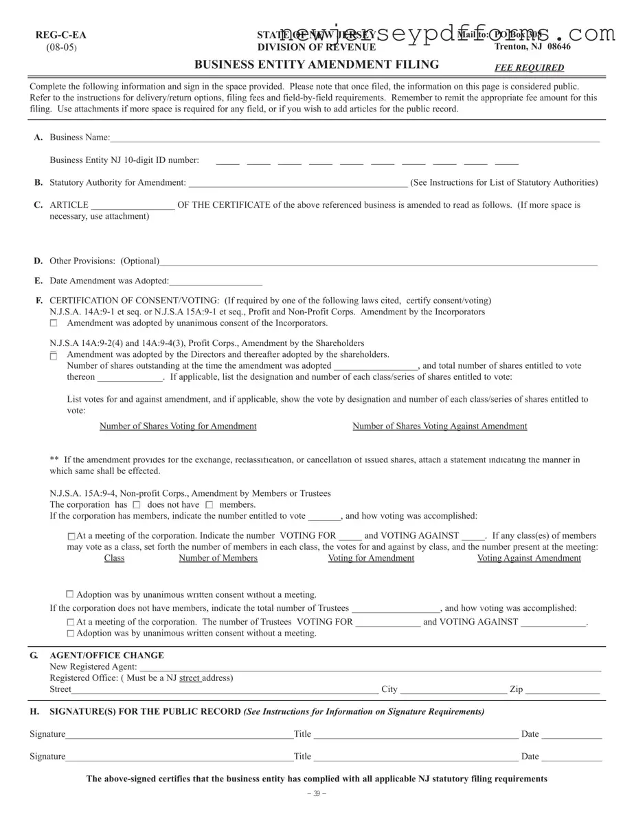 Printable Reg C Ea New Jersey Form