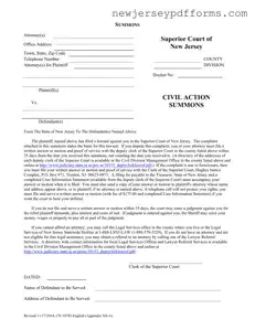 Printable New Jersey Civil Form