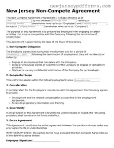 Valid Non-compete Agreement Document for the State of New Jersey