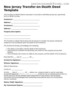 Valid Transfer-on-Death Deed Document for the State of New Jersey