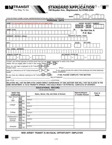 Printable Nj Application Employment Form