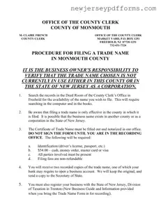 Printable Nj Business Names Monmouth County Form