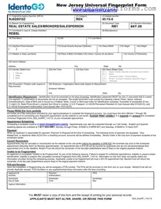 Printable Nj Fingerprint Form