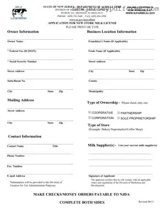 Printable Nj Milk License Form