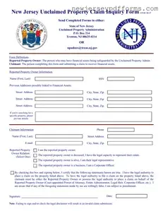 Printable Nj Unclaimed Property Form