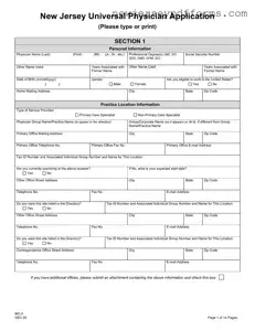 Printable Nj Universal Physician Application Form