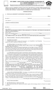 Printable Njar Real Estate Contract Form